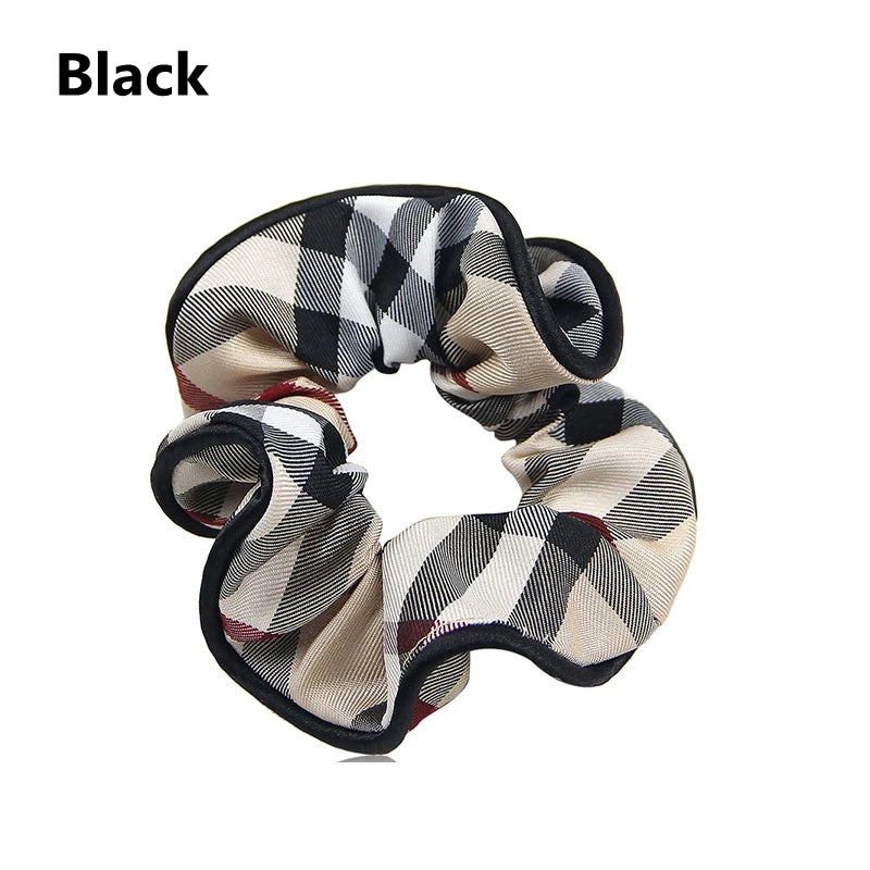 Hair Ties Girls 1-2Pcs/set Woman Fashion Plaid Large Ponytail Holders Scrunchie Hair Accessories