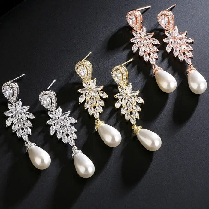 Earrings Luxury Pearl Bridal Dangle for Women Fashion