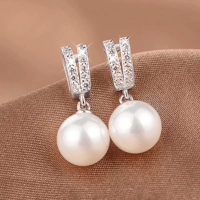 Earrings for Women Elegant Fashion Imitation Pearl Temperament Zircon Drop Ear Accessories Statement Jewelry