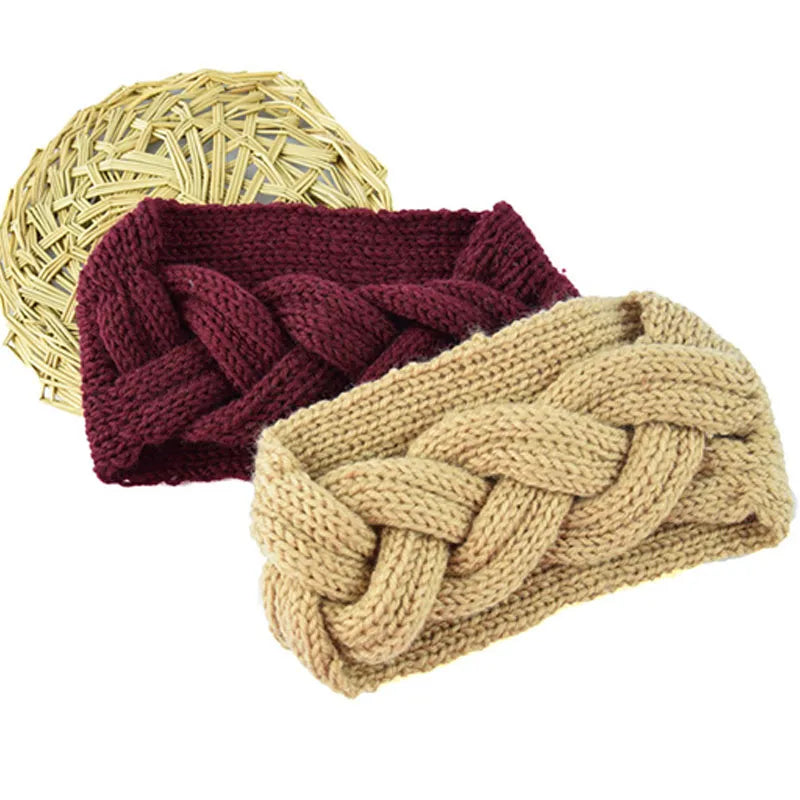 Headwrap Winter Knitted Woolen Braided Wide Crochet Turban Style for Women