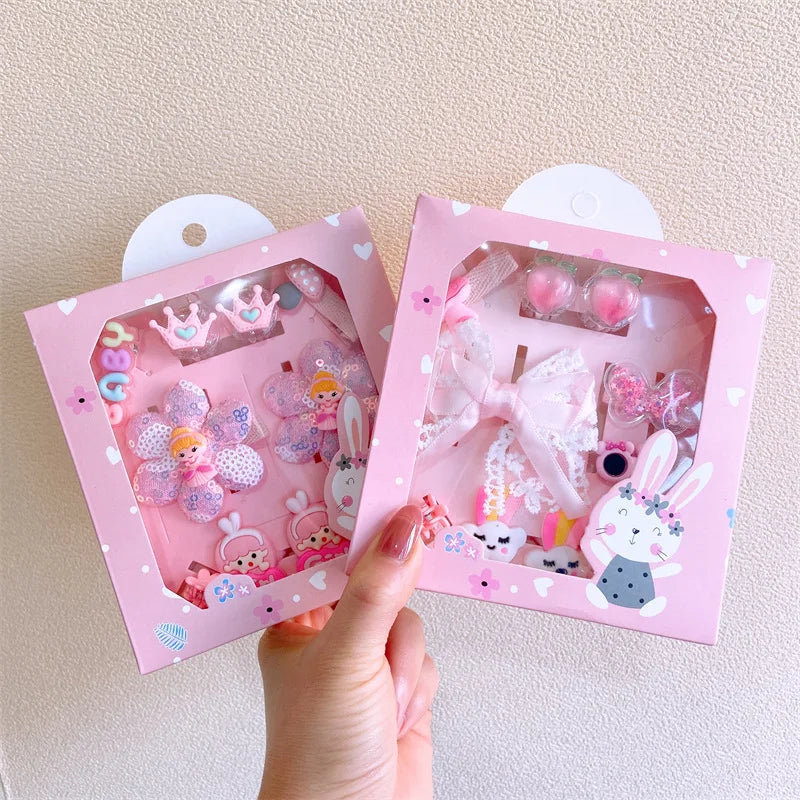 Hair Clip Girls Cartoon Animal Hairpins 10Pcs/Set Cute Box Flower Bow-Knot Gift Set