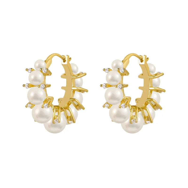 Earrings For Women Light Luxury Elegant Imitation Pearl Hoop Party Gifts Fashion Jewelry