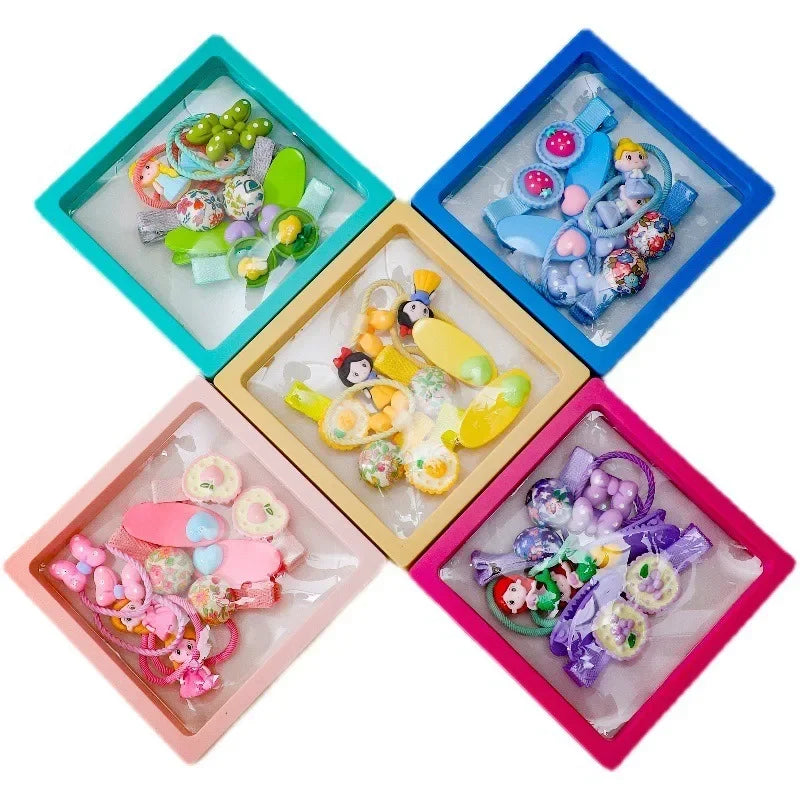 Hairpin Hair Ring Gift Set 10pcs Disney Snow White Girl's  Cinderella Ariel Cartoon Hair Accessories