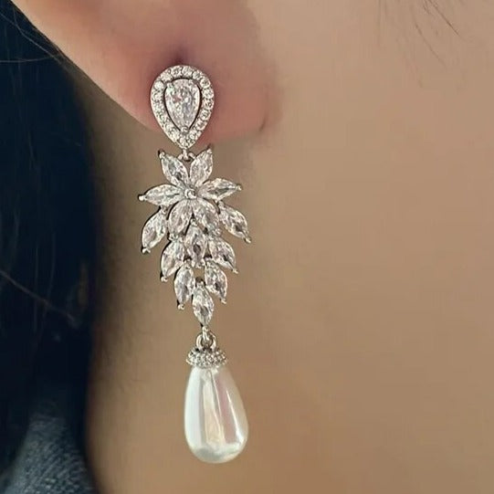 Earrings Luxury Pearl Bridal Dangle for Women Fashion