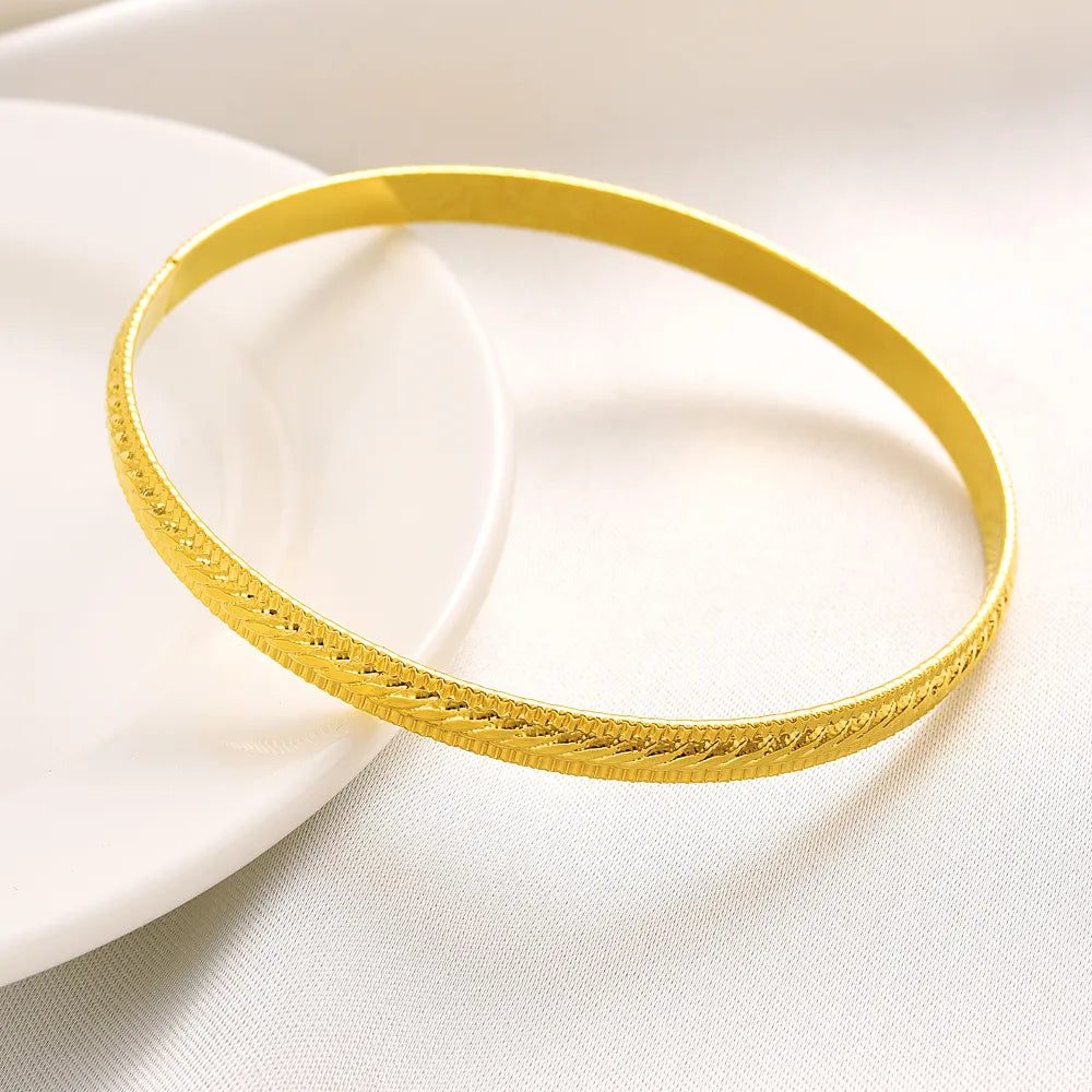 Bangles for Women 68mm 24K Dubai Gold Trendy Fashion Wedding Bridal Jewelry Gifts