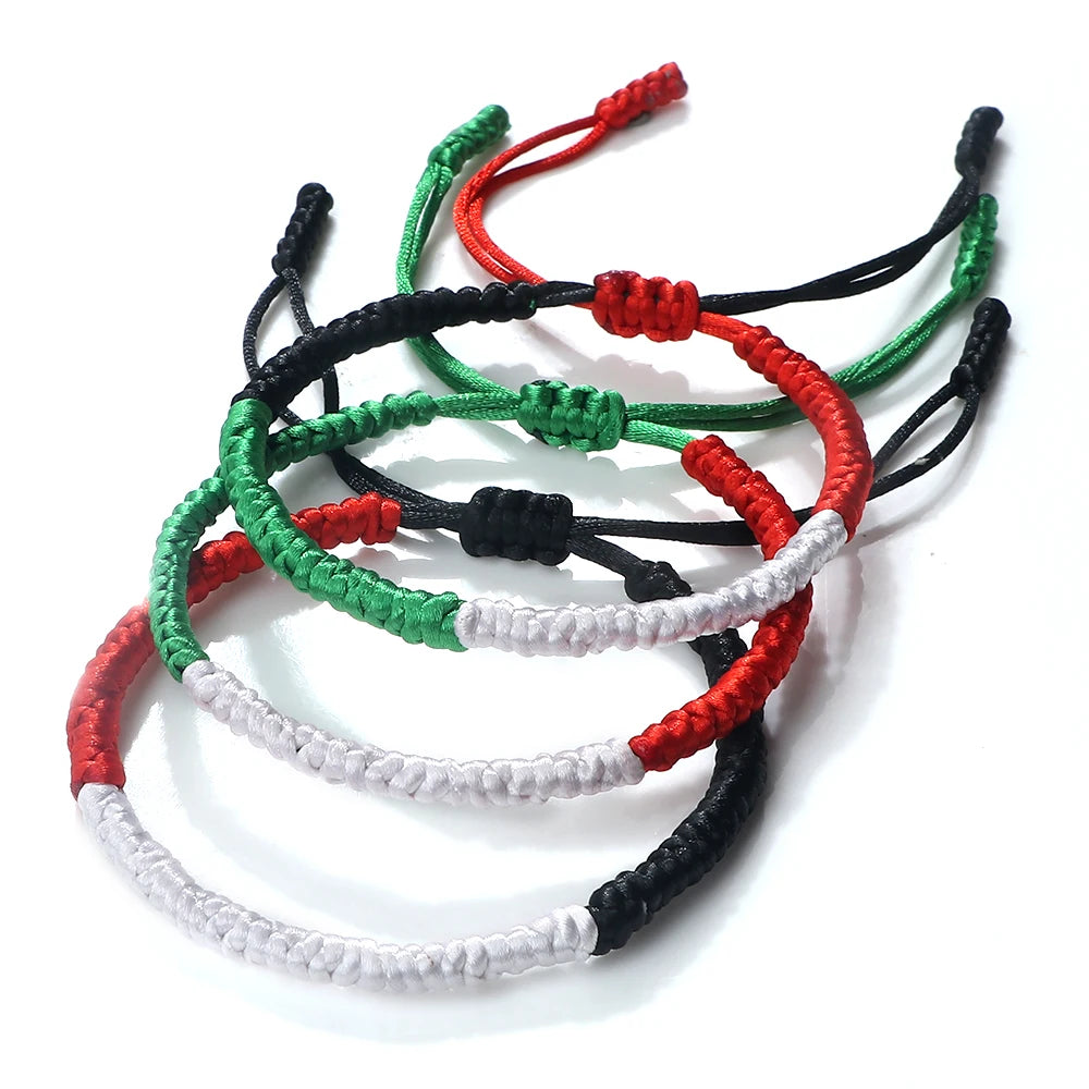 Bracelet Braid Girls Women Men Middle East Country Flags Color Patriot Gift jewelry