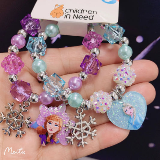 Bracelet Girls Animated Disney Frozen Princess Anna Elsa Dolls Bead Chain Set Wrist Chain Gifts