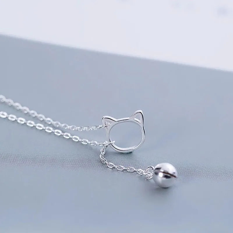 Anklet Stainless Steel Silver Color Foot Jewelry Simple Bell And Cat Bracelet for Ankle