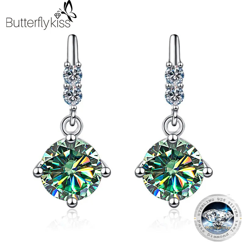 Earrings For Women 0.5/1CT Round Moissanite 925 Sterling Silver Drop Earrings Wedding  Fine Jewelry Gifts