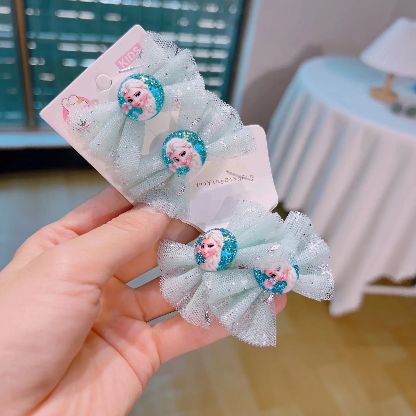 Hairpin Girls 2023 New Disney Frozen Aisha Princess Cute Bow Hair Accessories لڑکیوں کی سالگرہ کا تحفہ