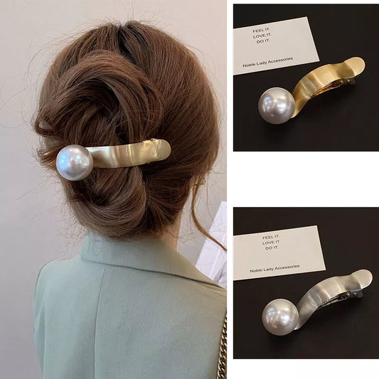 Hair Clips Women Fashion Metal Pearl Temperament Duckbill Hair Styling Tools Hair Accessories