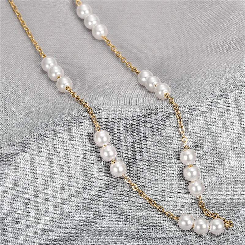 Necklace For Women Elegant White Pearl Choker Gold Color Stainless Steel Fashion Festival Jewelry Gifts