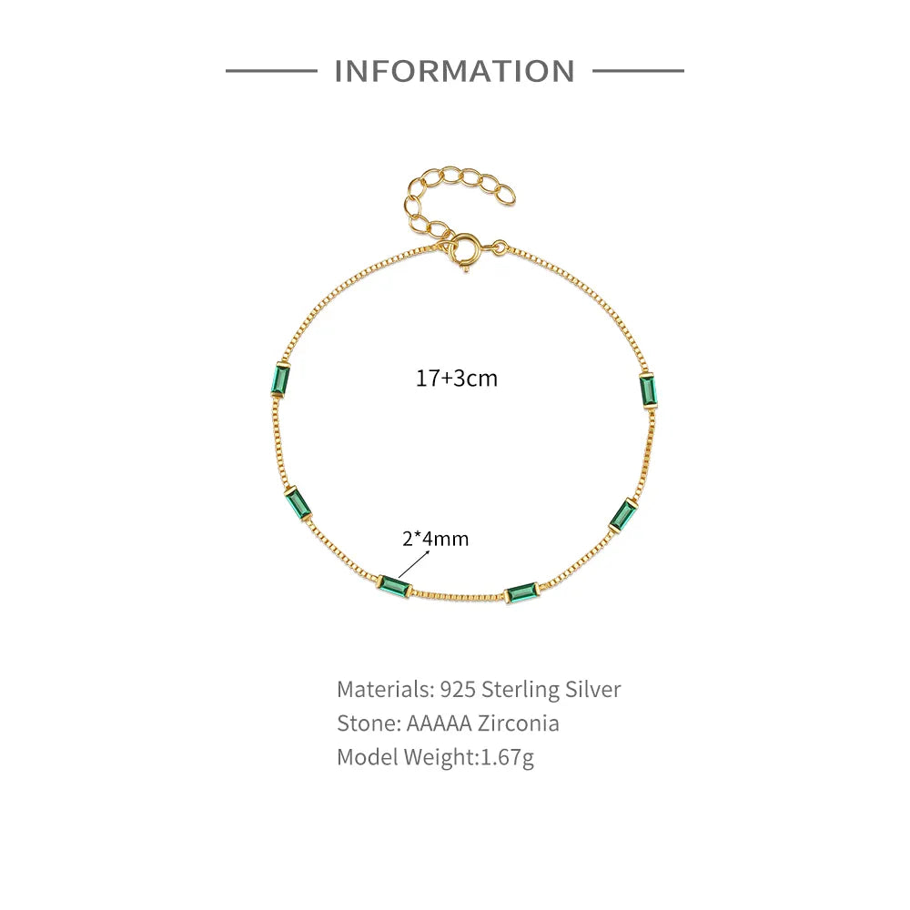 Bracelet Chain for Women New Trend S925 Sterling Silver Gold Plated Colorful Zirconia Gift Fashion Jewelry