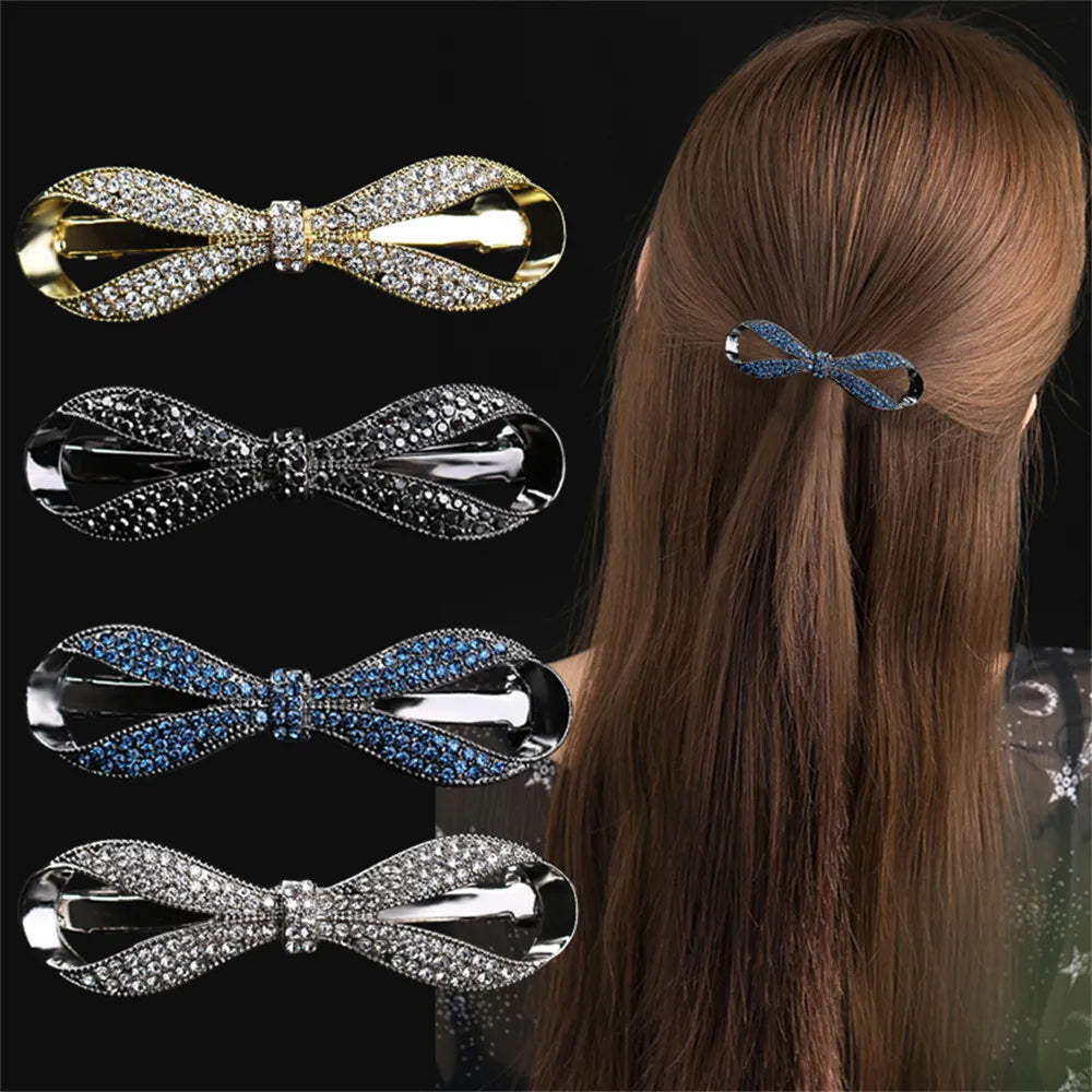 Hair Clips For Women Crystal Pearl Bow Rhinestone Hairpins Elegant Bows For Wedding  Hair Accessories