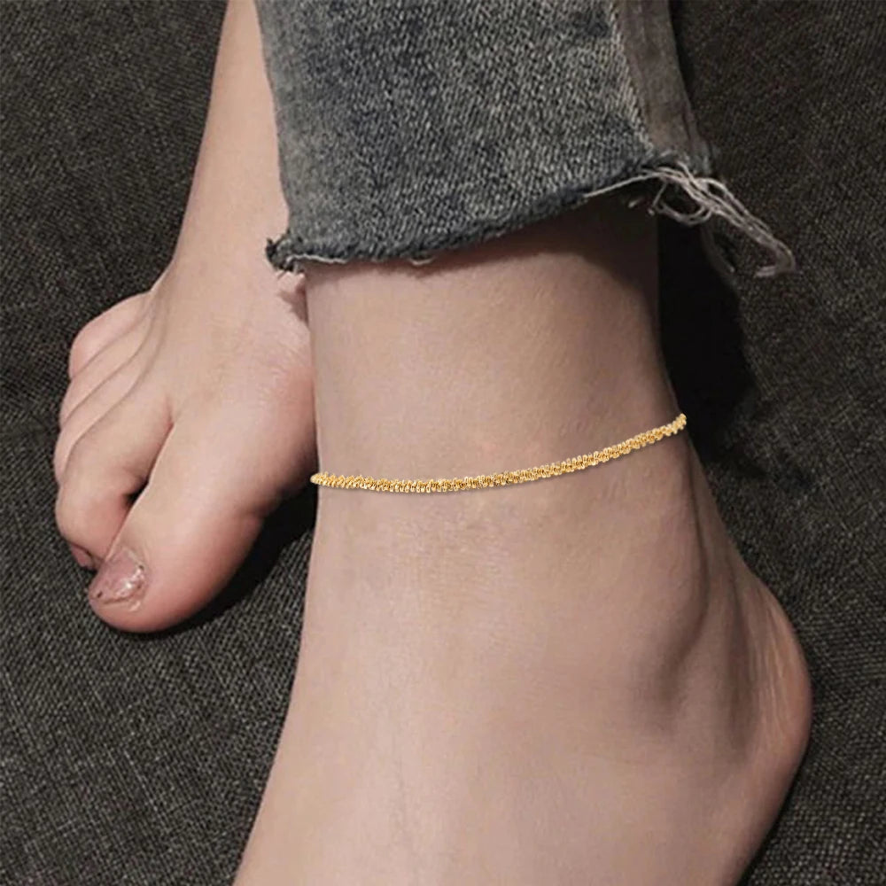 Anklet For Women Girls 316 l stainless steel  women chain anklet jewelry Shiny Chains Friendship Beach Foot Jewelry Leg Bracelet