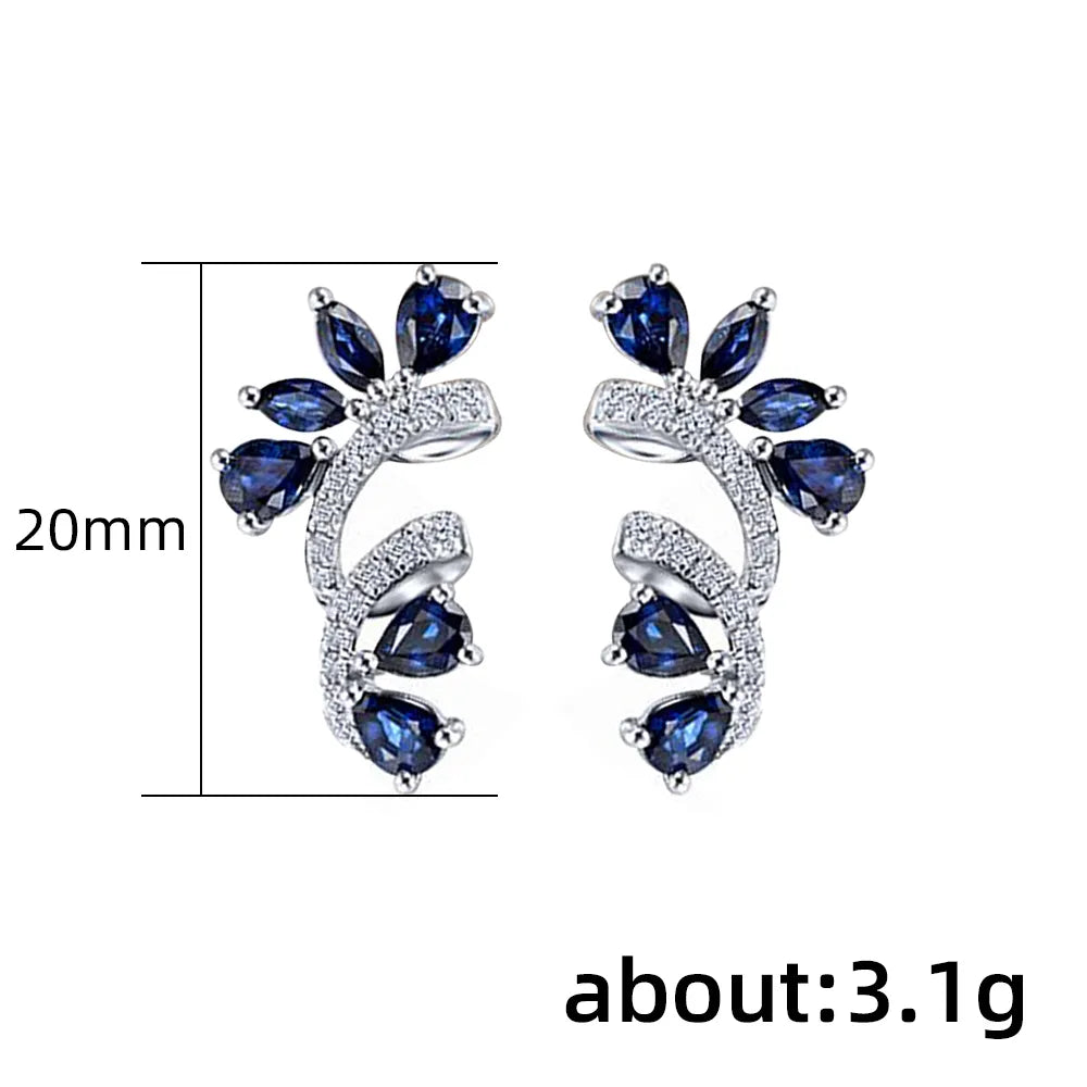 Earrings for Women Trendy Studs Temperament Elegant Blue CZ Earrings Wedding Engagement Party Jewelry