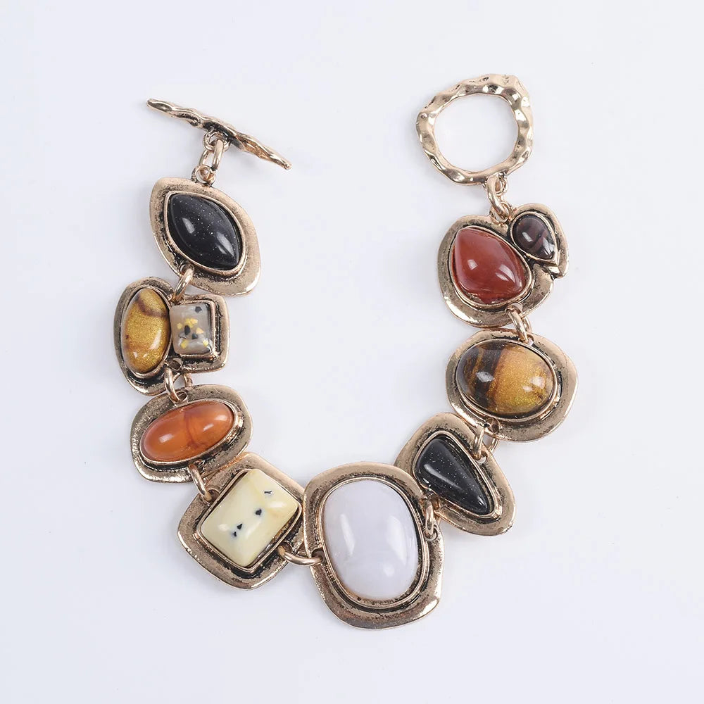 Bracelets Jewelry Women/Men Vintage Bohemian Ethnic Statement Charm Retro Resin Stone Bracelet