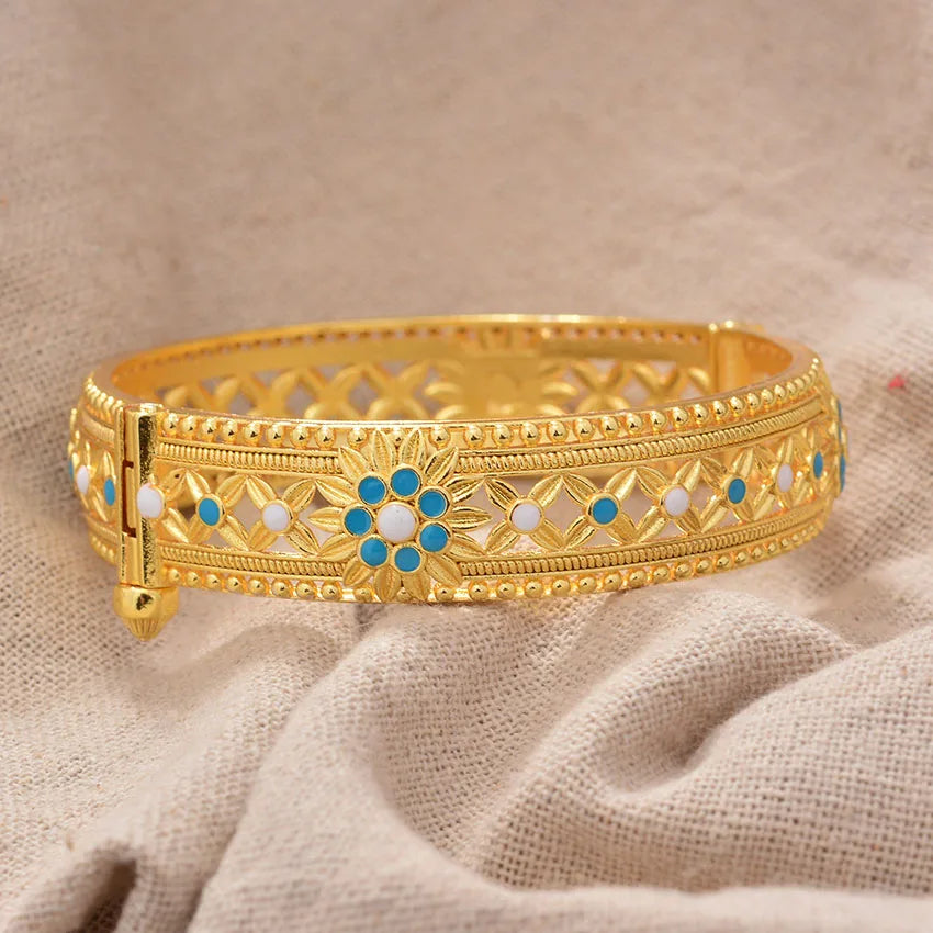 Bangles For Women Fashion Trendy Gold plated Classical Pattern Wedding Bridal Jewelry