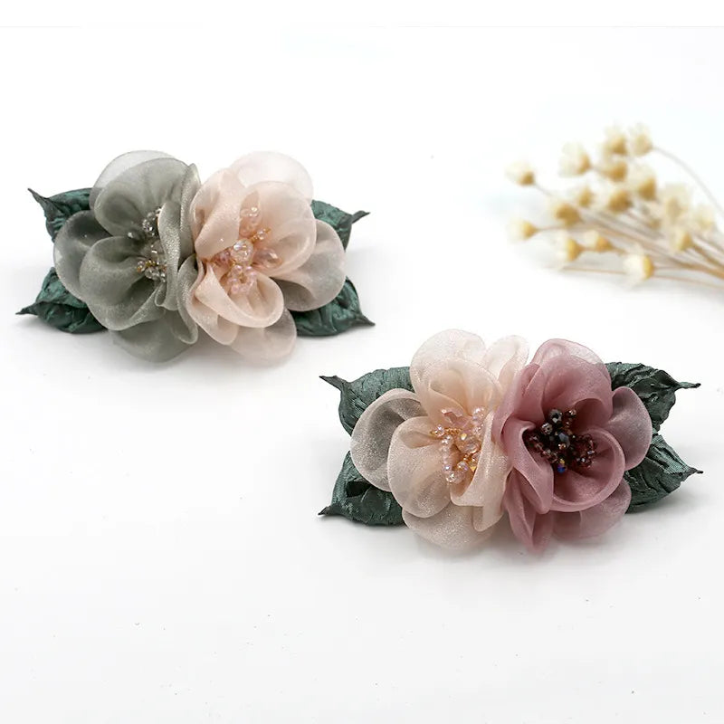 Fashion Hairpin Simple Ponytail Flower Shape Spring Clip Head Flower for Women Hair Accessories