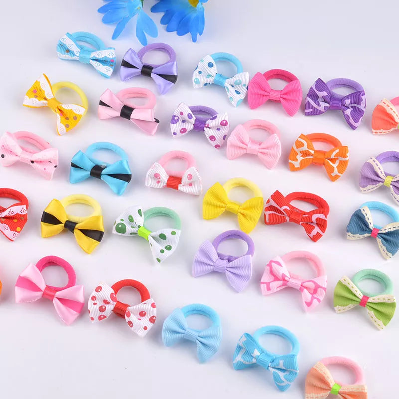 Hair Rubber Bands Hair Accessories for Kids 10Pcs Baby Girls Bow Hair Ring Rope Elastic Hair Tie Headdress