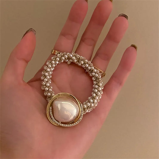 Hair Ties Women Elegant Exquisite Pearl Scrunchies Fashion Elastic Ponytail Holders Jewelry