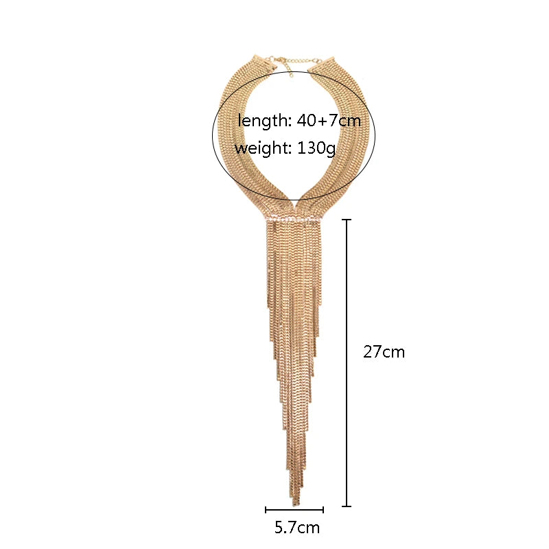 ہار خواتین کا بیان میکسی لانگ کالر ہار نیا زیڈ اے فیشن گولڈ سلور کلر چینز ٹیسل چوکر جیولری