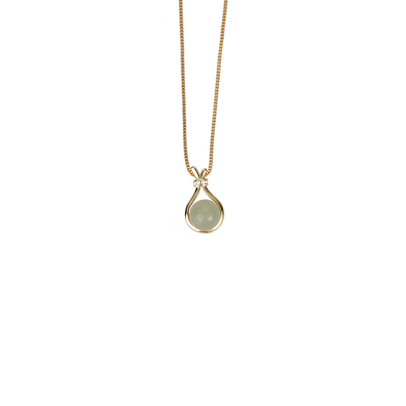 Necklace 18K gold exquisite and simple hollow lucky bag with gemstone design versatile