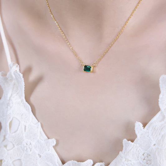 Necklace 18K gold retro palace style square gemstone/irregular inlaid gemstone/bead chain with zircon design versatile combination