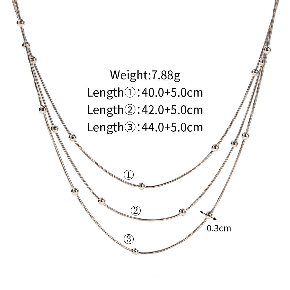 Necklace Exquisite and noble three-layer chain design light luxury style