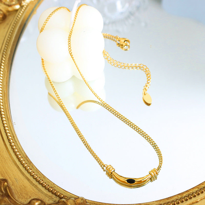 Necklace 18K Gold Noble and Light Luxury Versatile Inlaid Gem Design