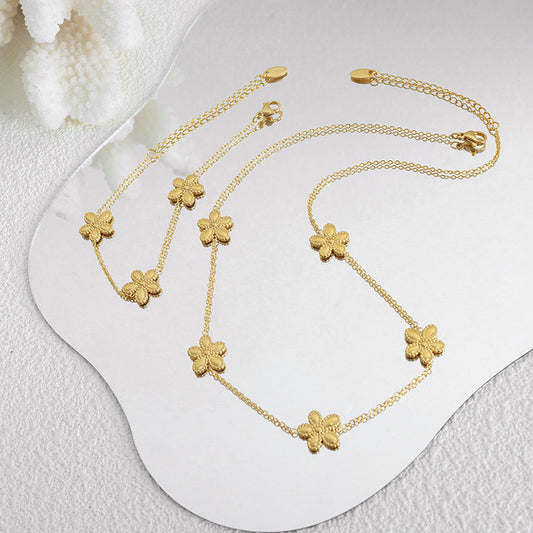 Necklace Bracelet set 18k gold novel fashionable flower design