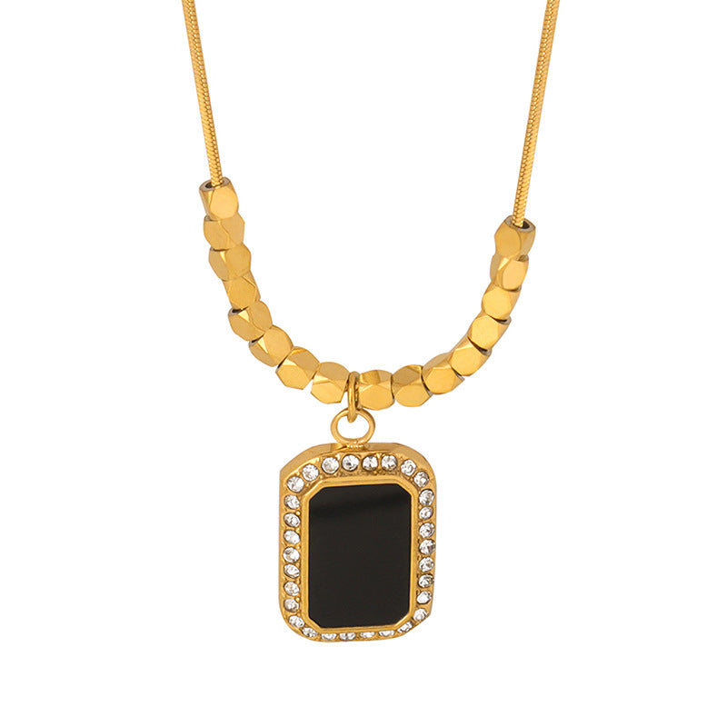 Necklace 18K gold fashionable versatile irregular baguette gem-set diamond and geometric square design