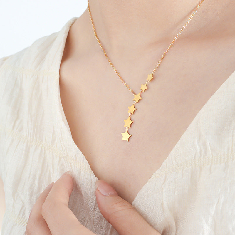 Necklace 18K gold light luxury versatile noble star with tassel design